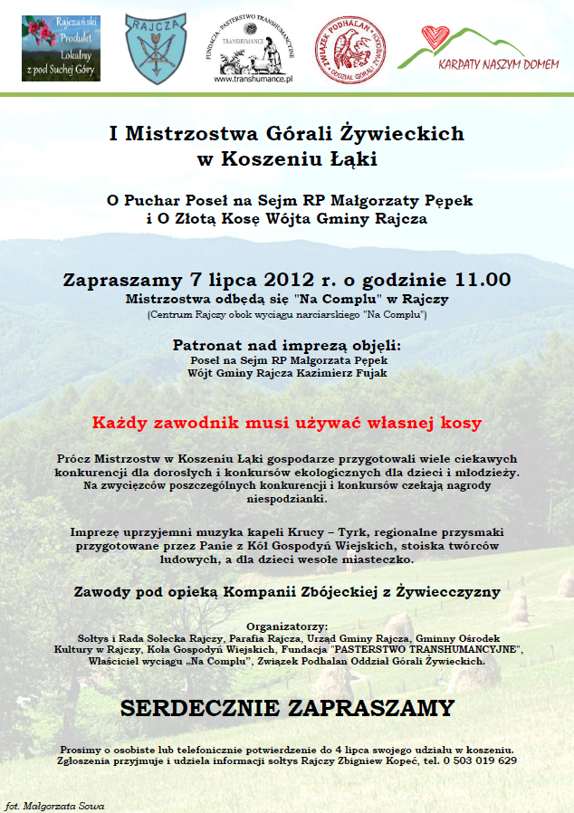 I Mistrzostwa Górali Żywieckich w Koszeniu Łąki, Rajcza - 7 lipca 2012 r.