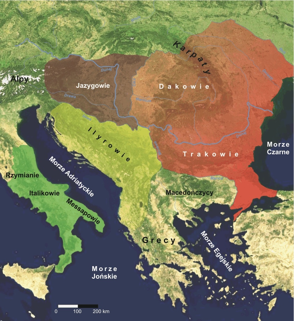 Ryc. 1. Stosunki etniczne na Bałkanach przed ekspansją Rzymu (początek naszej ery), oprac. Piotr Kłapyta